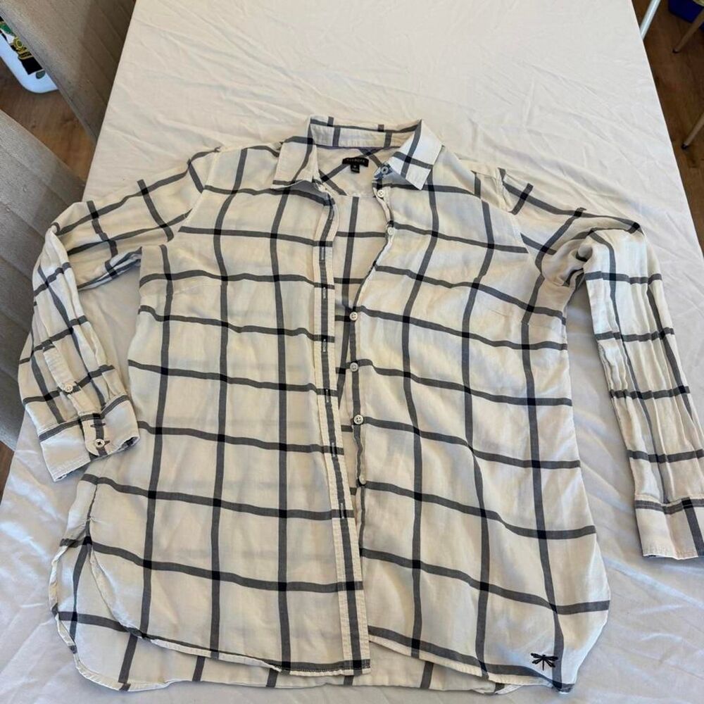 Talbots Women's Cream and White Shirt